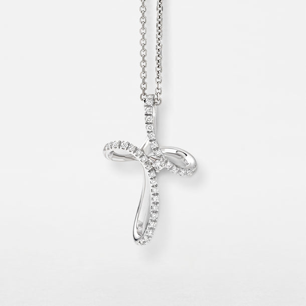 Girocollo Croce Giorgio Visconti in oro bianco e diamanti, 0.19ct - GB35374