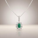 GIROCOLLO IN ORO BIANCO, DIAMANTI E SMERALDO, 0.35ct di smeraldo - GB37875S