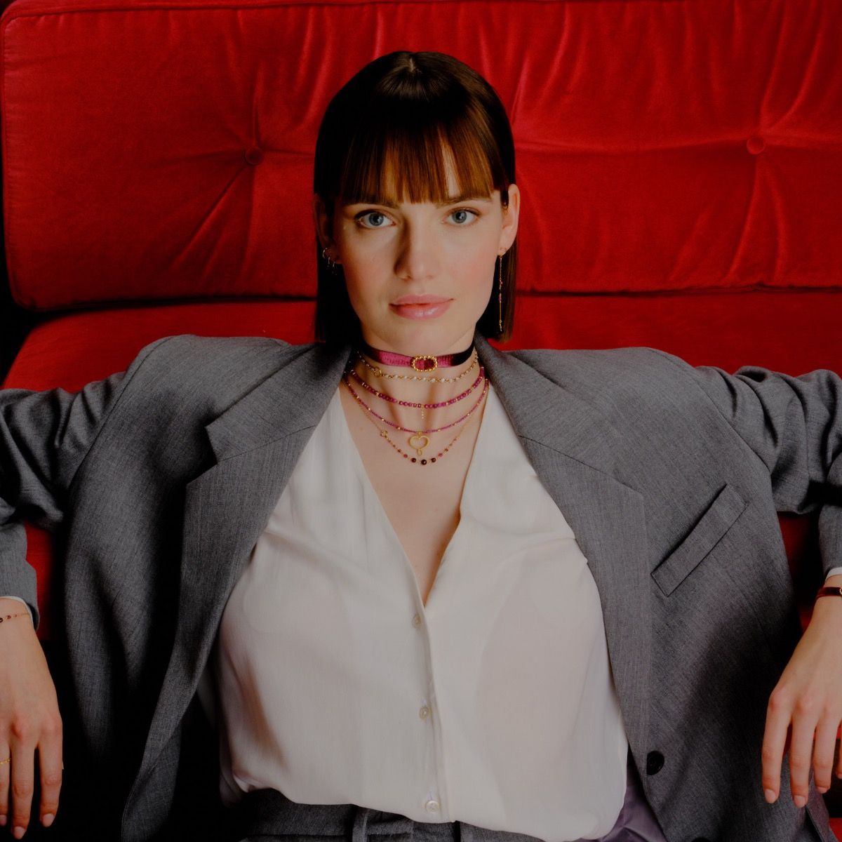 GIROCOLLO MAMAN RUBINI IN ARGENTO DORATO  - GCMESRB1MS