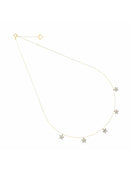 CHOKER MAMAN ET SOPHIE FIVE SKY BLUE FLOWERS, in oro giallo 18kt e polvere di diamanti celeste - GCNSM55