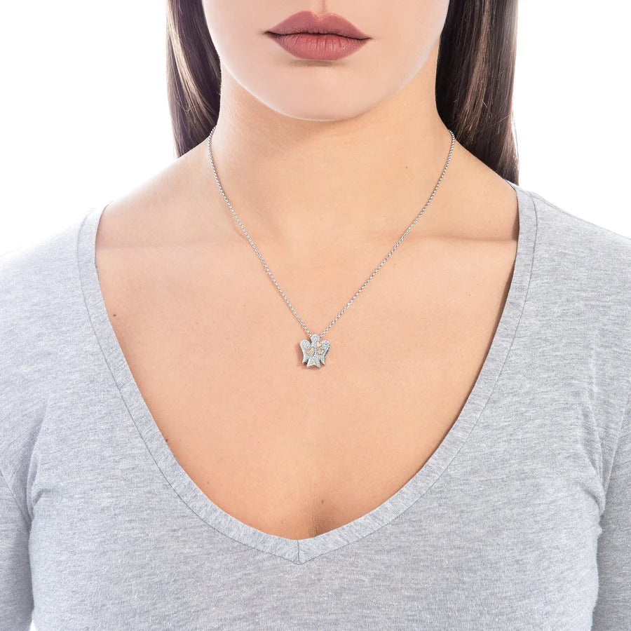 COLLANA ROBERTO GIANNOTTI IN ARGENTO CON ANGELO CUORI E ZIRCONI - GIA358