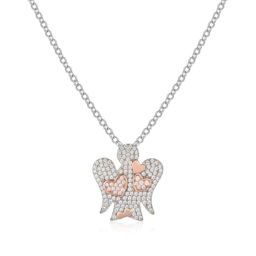 COLLANA ROBERTO GIANNOTTI IN ARGENTO CON ANGELO CUORI E ZIRCONI - GIA358
