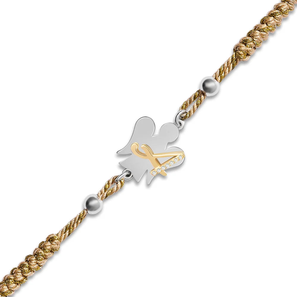 Bracciale Roberto Giannotti con cordino dorato in caucciù Alfabeto, lettera A - GIA700A