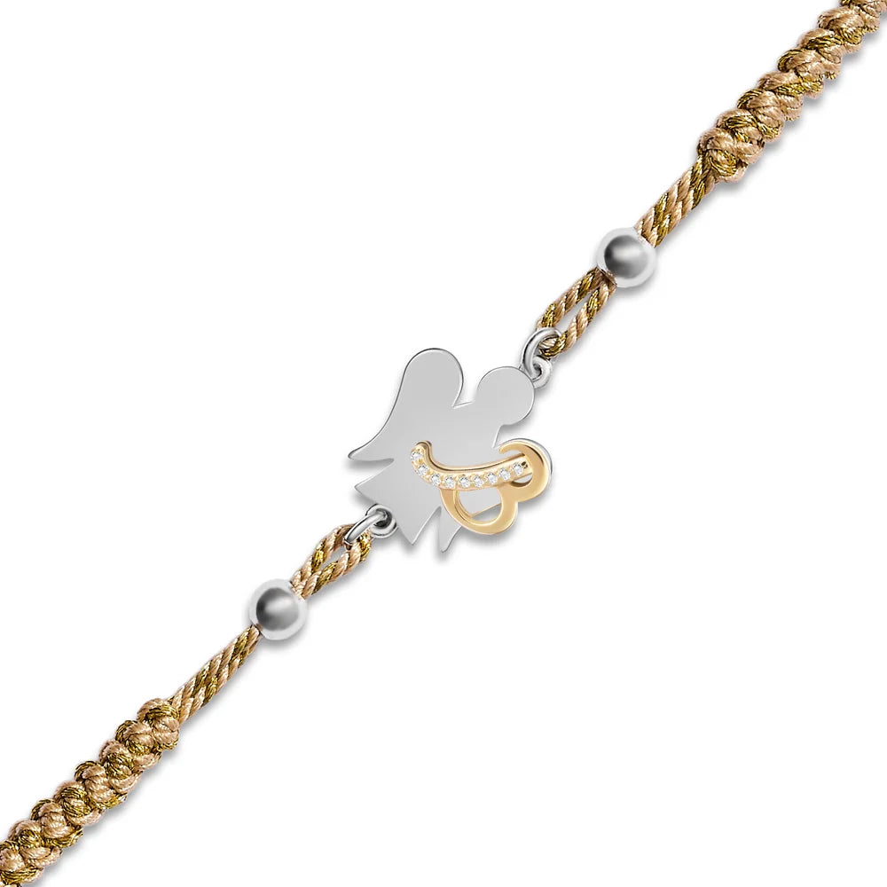 Bracciale Roberto Giannotti con cordino dorato in caucciù Alfabeto, lettera B - GIA700B