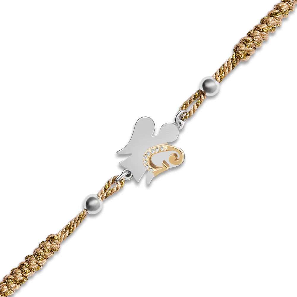 Bracciale Roberto Giannotti con cordino dorato in caucciù Alfabeto, lettera R - GIA700G