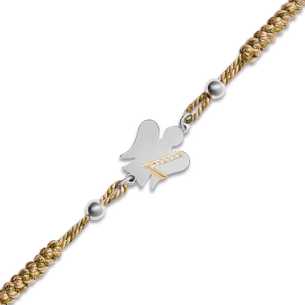 Bracciale Roberto Giannotti con cordino dorato in caucciù Alfabeto, lettera L - GIA700L