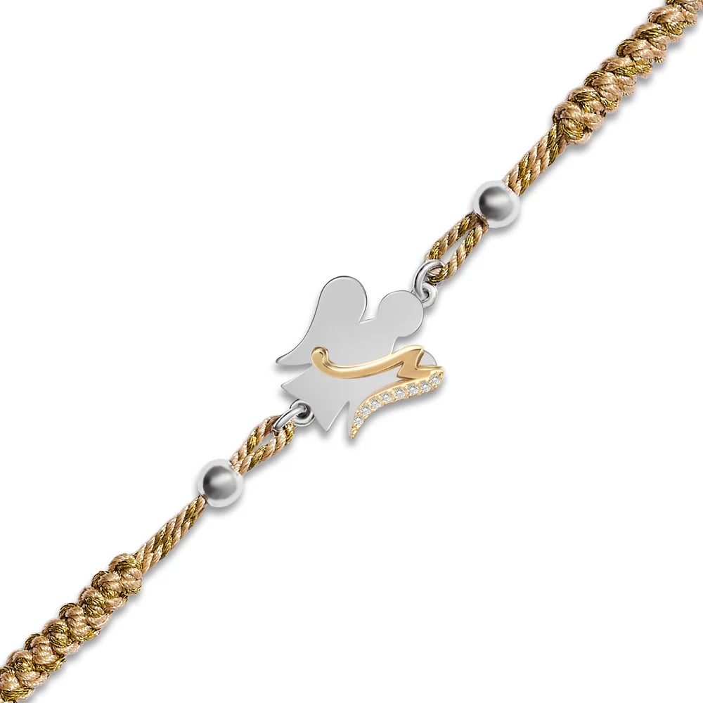 Bracciale Roberto Giannotti con cordino dorato in caucciù Alfabeto, lettera M - GIA700M
