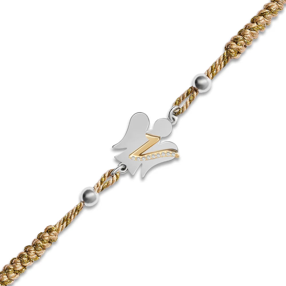 Bracciale Roberto Giannotti con cordino dorato in caucciù Alfabeto, lettera V - GIA700V