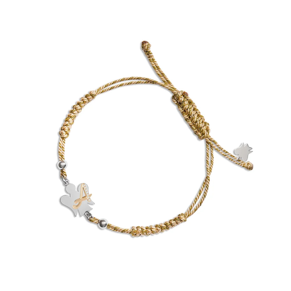 Bracciale Roberto Giannotti con cordino dorato in caucciù Alfabeto, lettera L - GIA700L