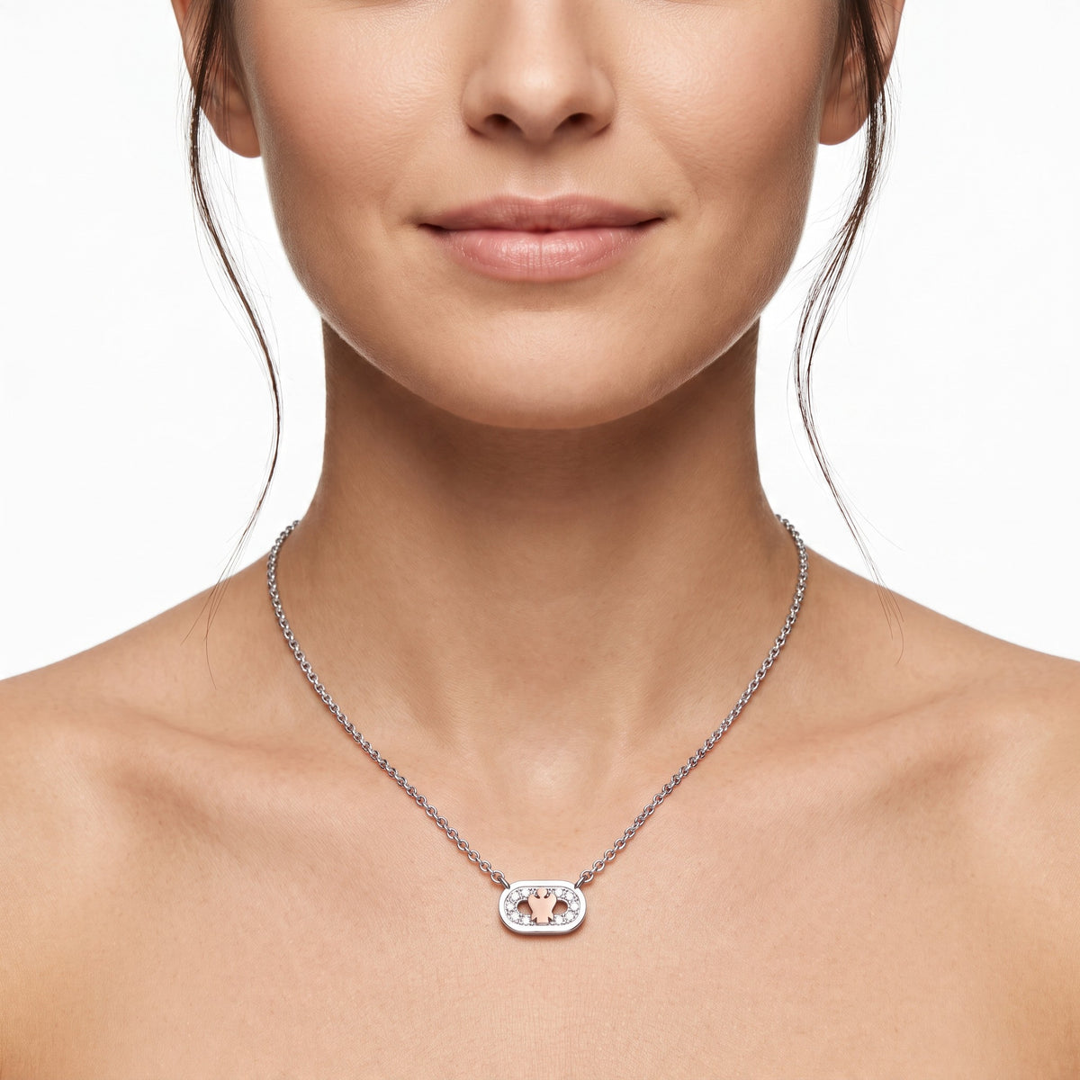 Collana Roberto Giannotti da donna in argento con zirconi e Angelo rosato  - GIA801