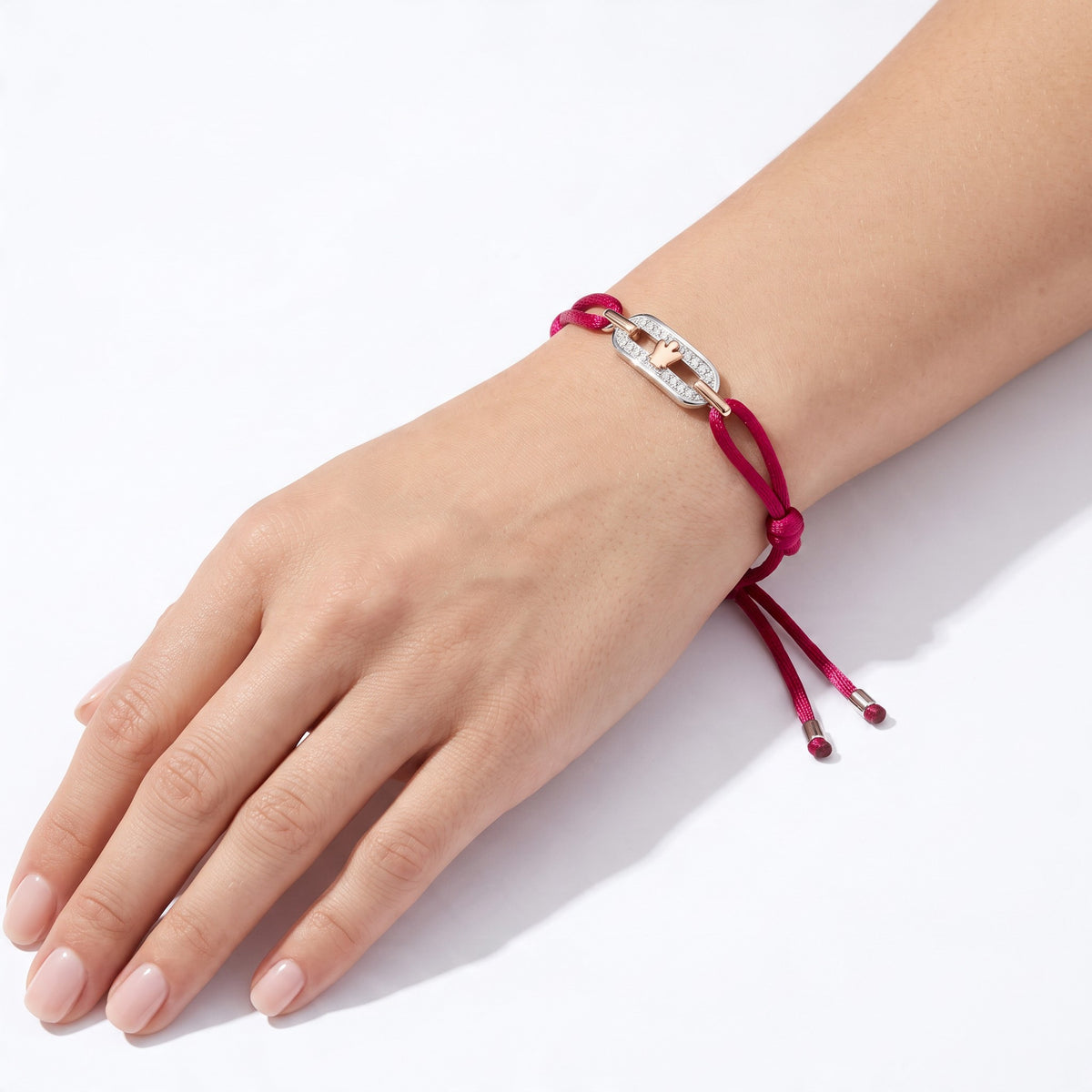 Bracciale Roberto Giannotti con cordino bordeaux, zirconi e Angelo rosato - GIA802B