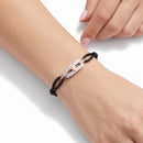 Bracciale Roberto Giannotti in argento  e cordino caucciù nero, zirconi e Angelo rosato - GIA802N