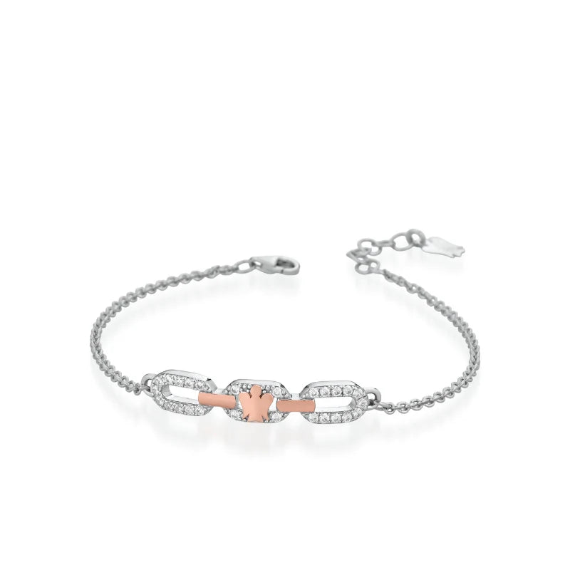 Bracciale Roberto Giannotti da donna in argento con zirconi e Angelo rosato - GIA803