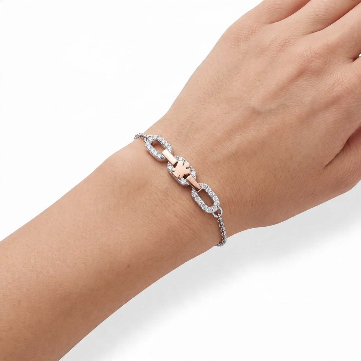 Bracciale Roberto Giannotti da donna in argento con zirconi e Angelo rosato - GIA803