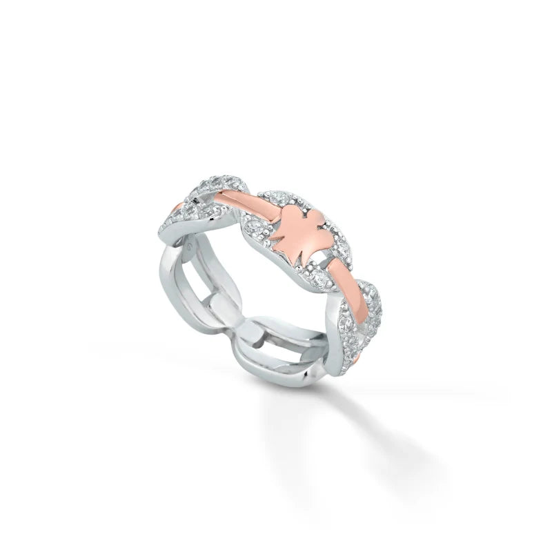 Anello Roberto Giannotti da donna in argento con zirconi e Angelo rosato - GIA805