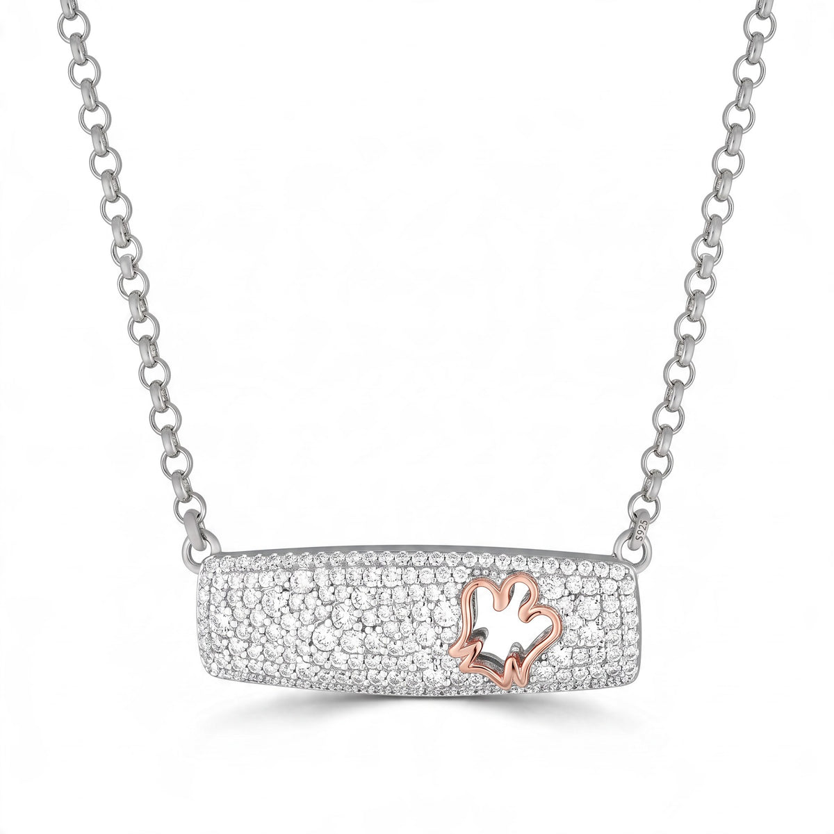 Collana Roberto Giannotti da donna in argento con zirconi e Angelo rosato - GIA806