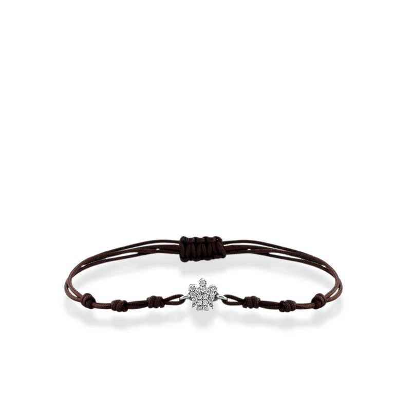 Bracciale ROBERTO GIANNOTTI con cordino nero, Angelo in argento e zirconi - GIA811