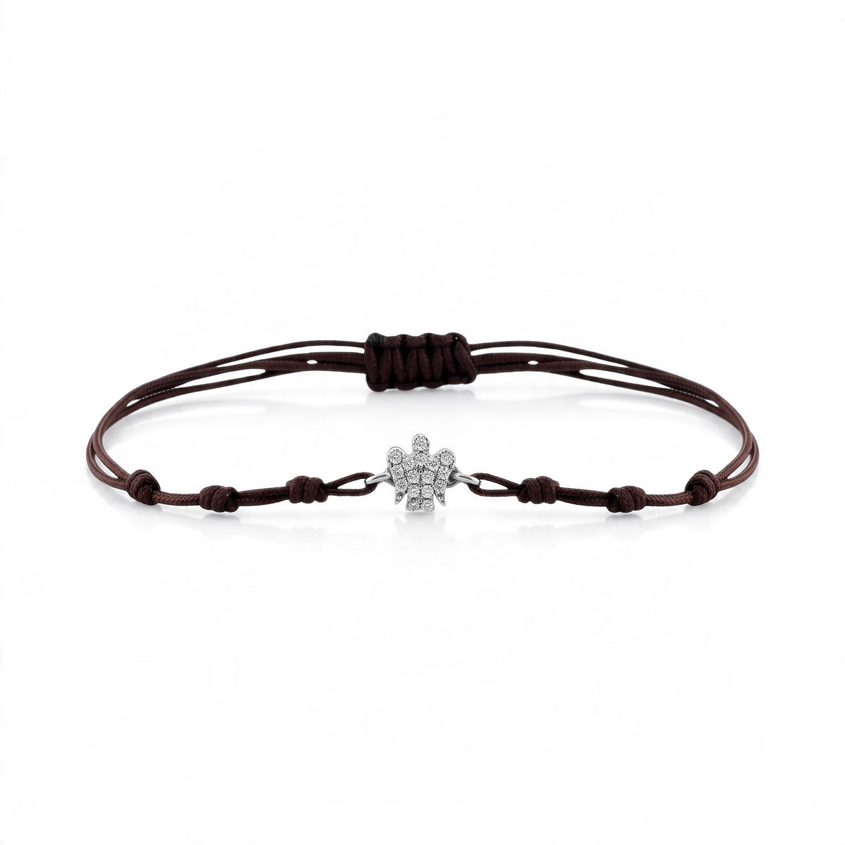 Bracciale ROBERTO GIANNOTTI con cordino nero, Angelo in argento e zirconi - GIA811