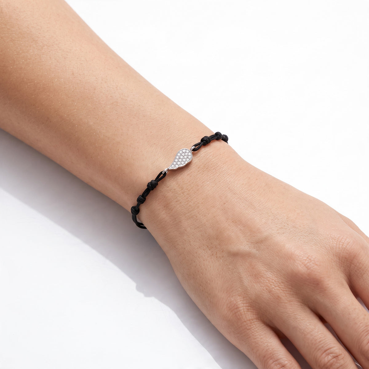 Bracciale ROBERTO GIANNOTTI con cordino nero, Ala in argento e zirconi - GIA813