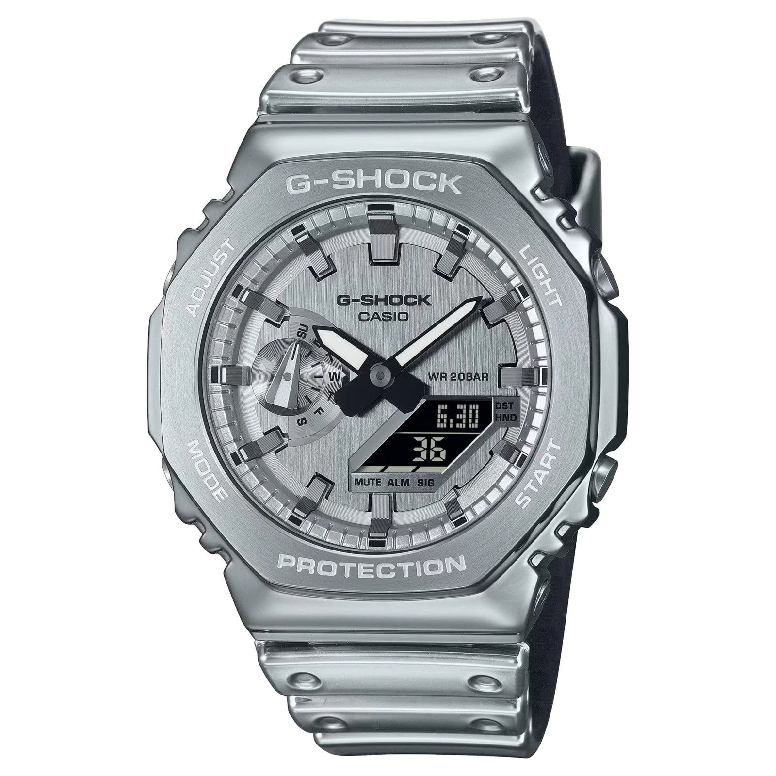 G-SHOCK FINE METALLIC SERIES, COLLEZIONE G-STEEL, TOTAL SILVER, 44MM - GM-2100YM-8AER