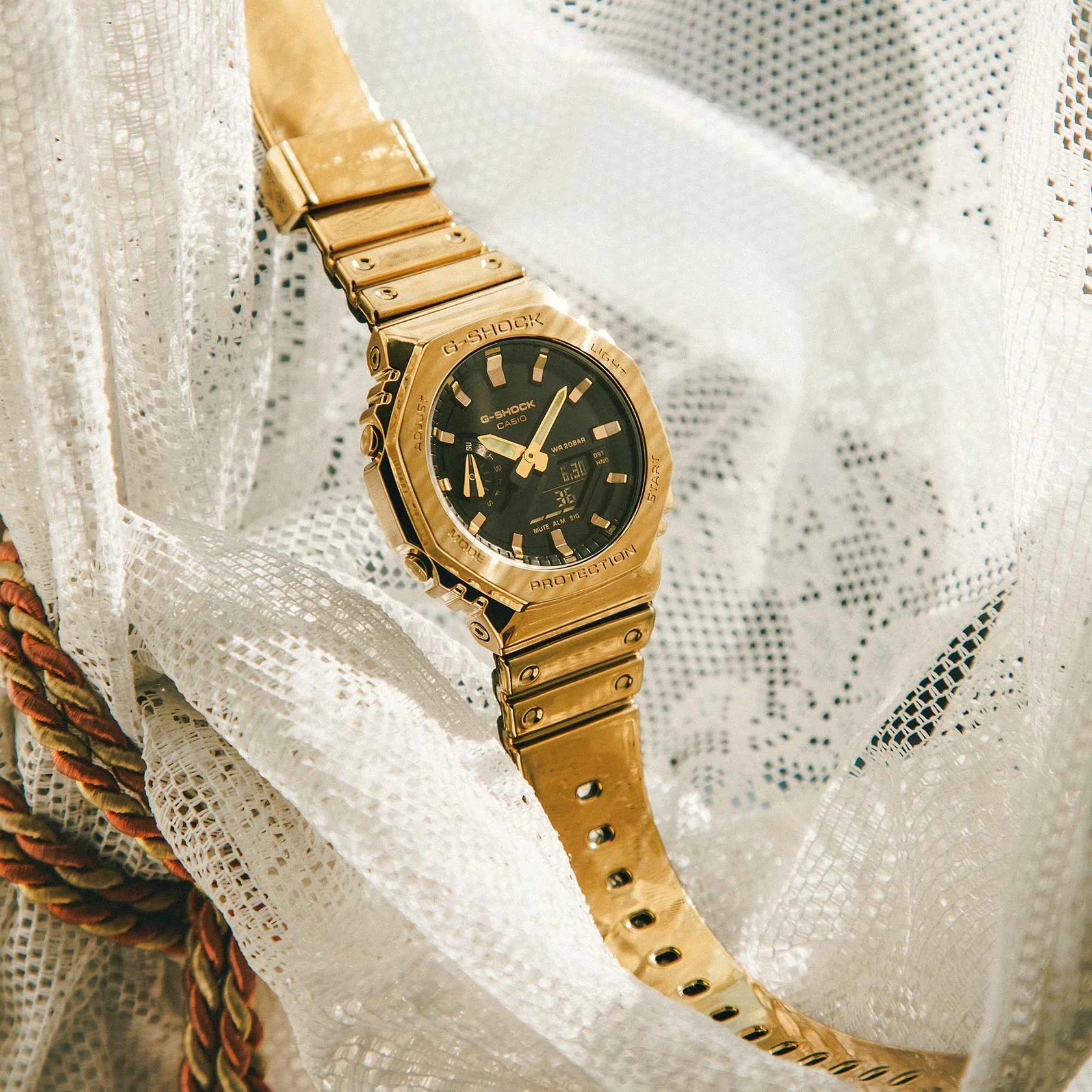OROLOGIO G-SHOCK FINE METALLIC SERIES, COLLEZIONE G-STEEL, TOTAL GOLD, 44MM - GM-2100YMG-9AER