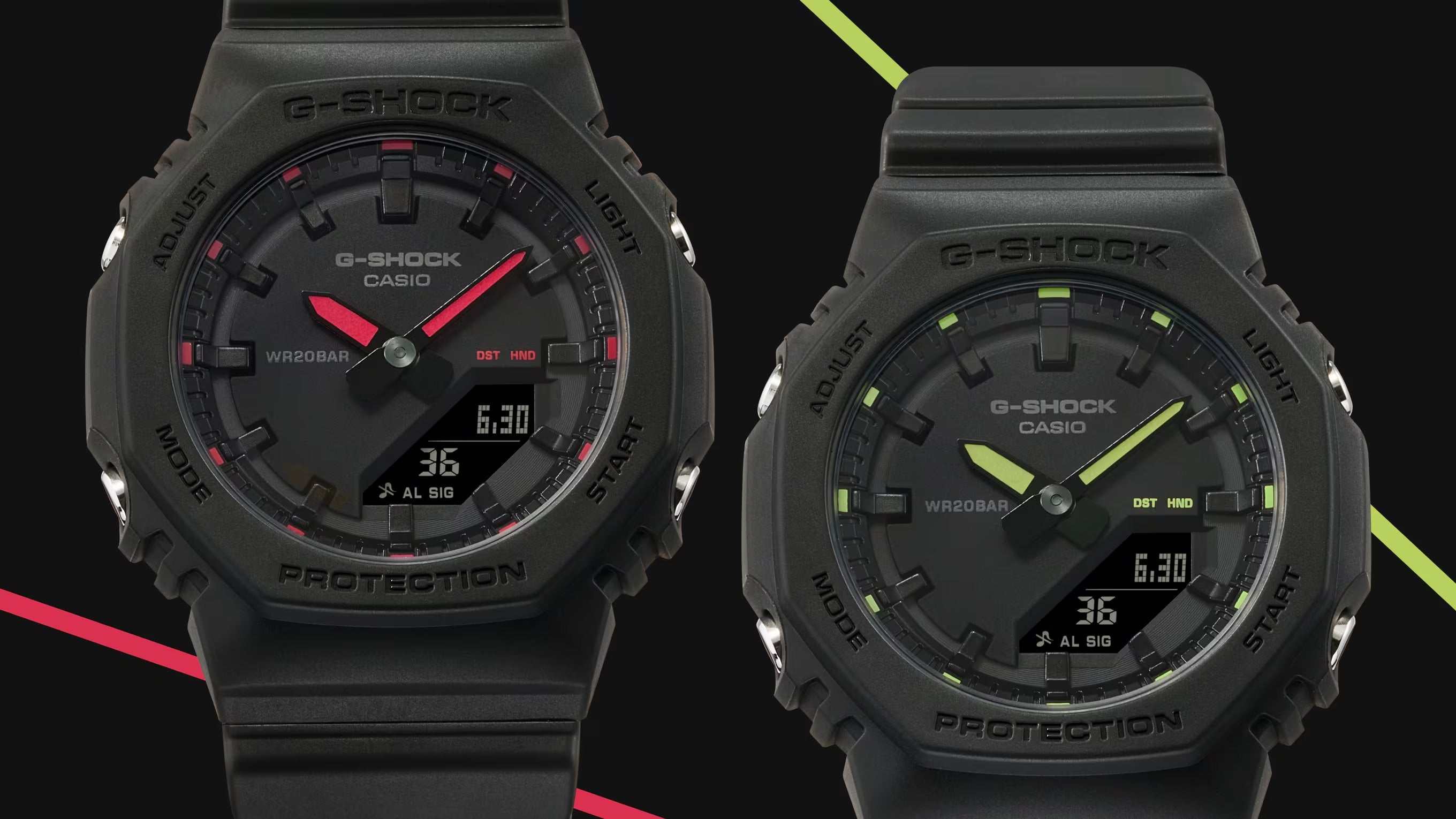 orologio G-SHOCK Classic, colore nero e LANCETTE GIALLO FLUO, 40mm - GMA-P2100SA-1A2ER