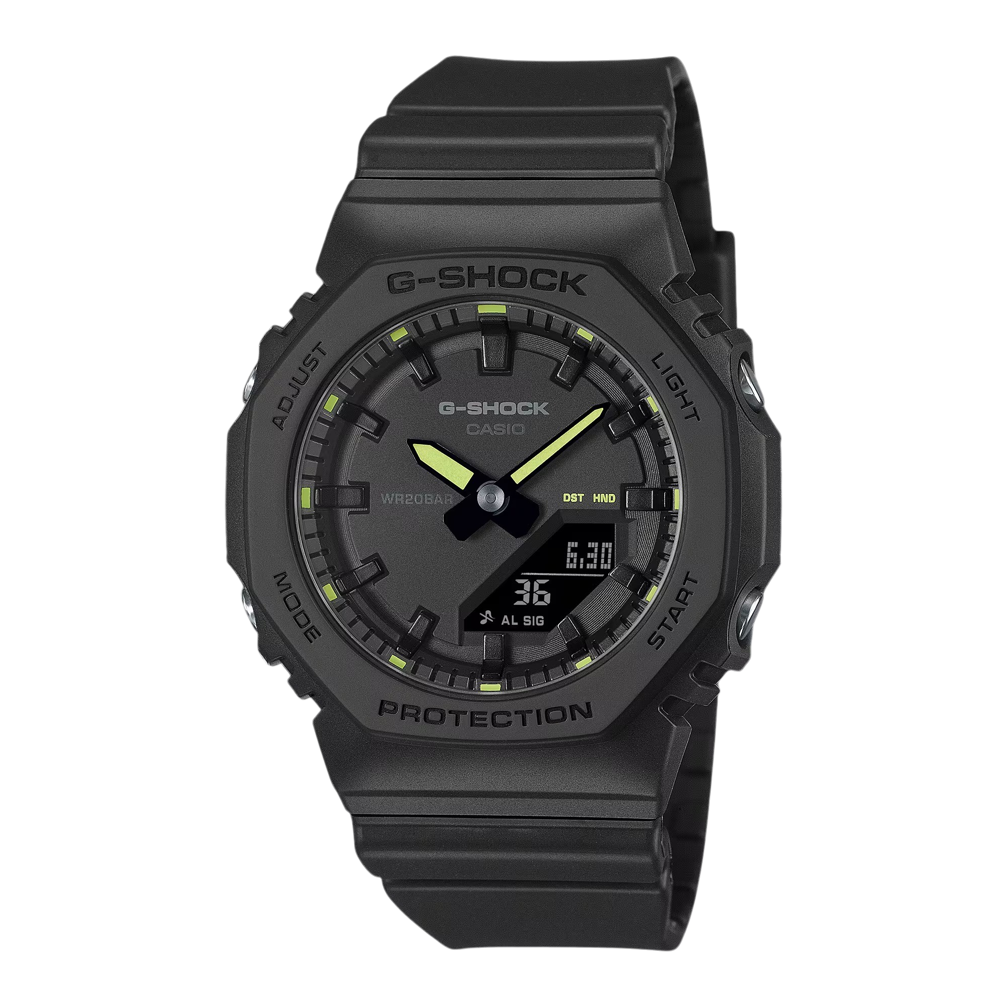 orologio G-SHOCK Classic, colore nero e LANCETTE GIALLO FLUO, 40mm - GMA-P2100SA-1A2ER