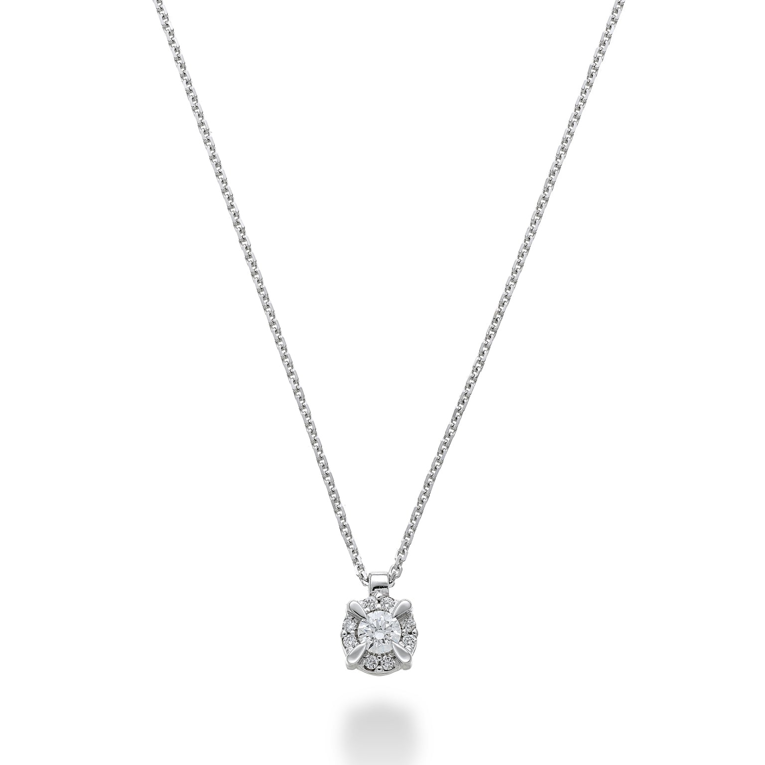 GOLAY - COLLANA PUNTO LUCE IN ORO BIANCO 18KT CON DIAMANTI TRA LE GRIFFE, 0.10ct - GPLC421DI08