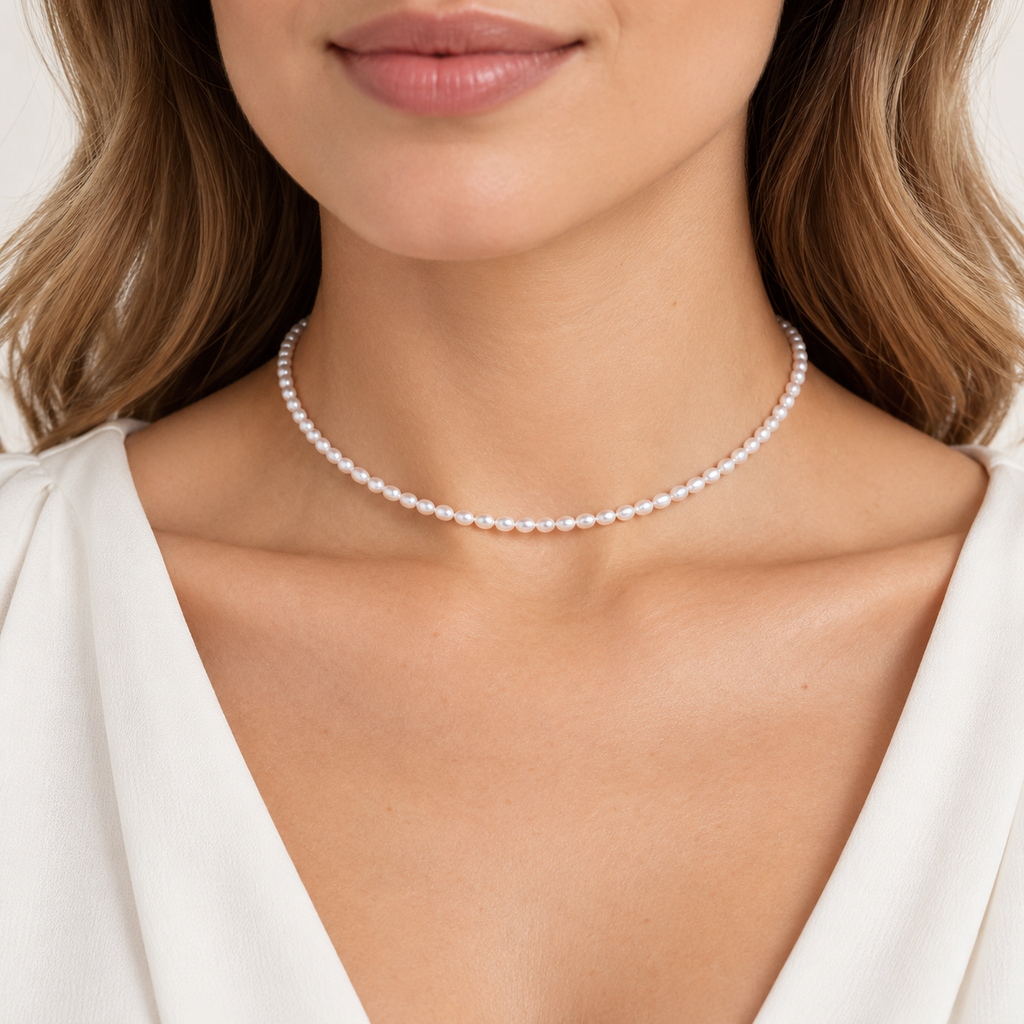 Chantecler Choker aus Muschelpaste und Silber – 42459