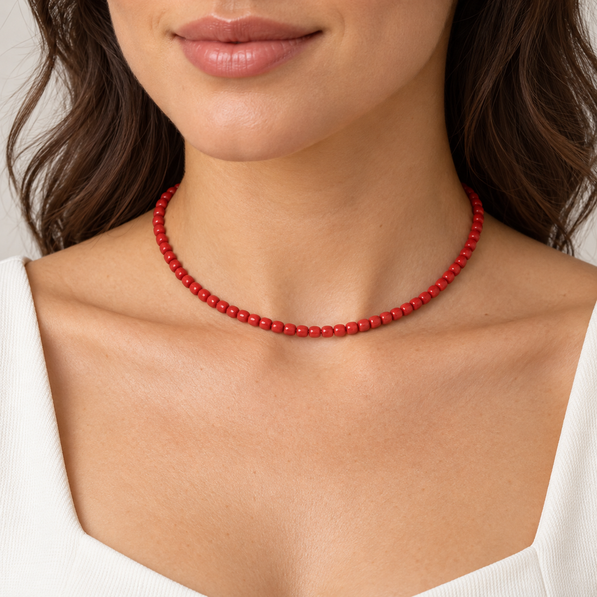 Choker Chantecler color corallo e argento - 44028