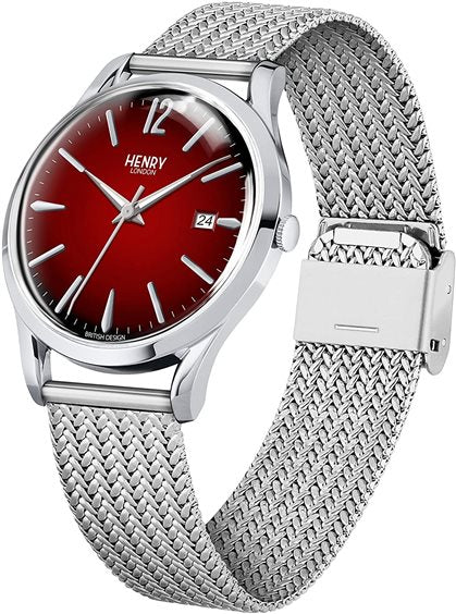 Orologio Henry London, quarzo, quadrante bordeaux, 39mm - HL39-M-0097