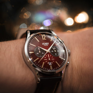Orologio Henry London, quarzo e cronografo, quadrante bordeaux, 41mm - HL41-CS-0099