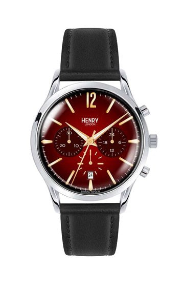 Orologio Henry London, quarzo e cronografo, quadrante bordeaux, 41mm - HL41-CS-0099