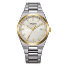 Orologio Vagary by Citizen, Timeless Unisex 38mm, QUARZO QUADRANTE bianco e ghiera dorata - IB9-735-11