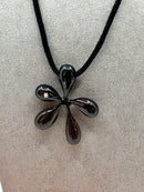 Miluna satin necklace with silver pendant in the shape of a flower and diamond on the side - CLD1402N