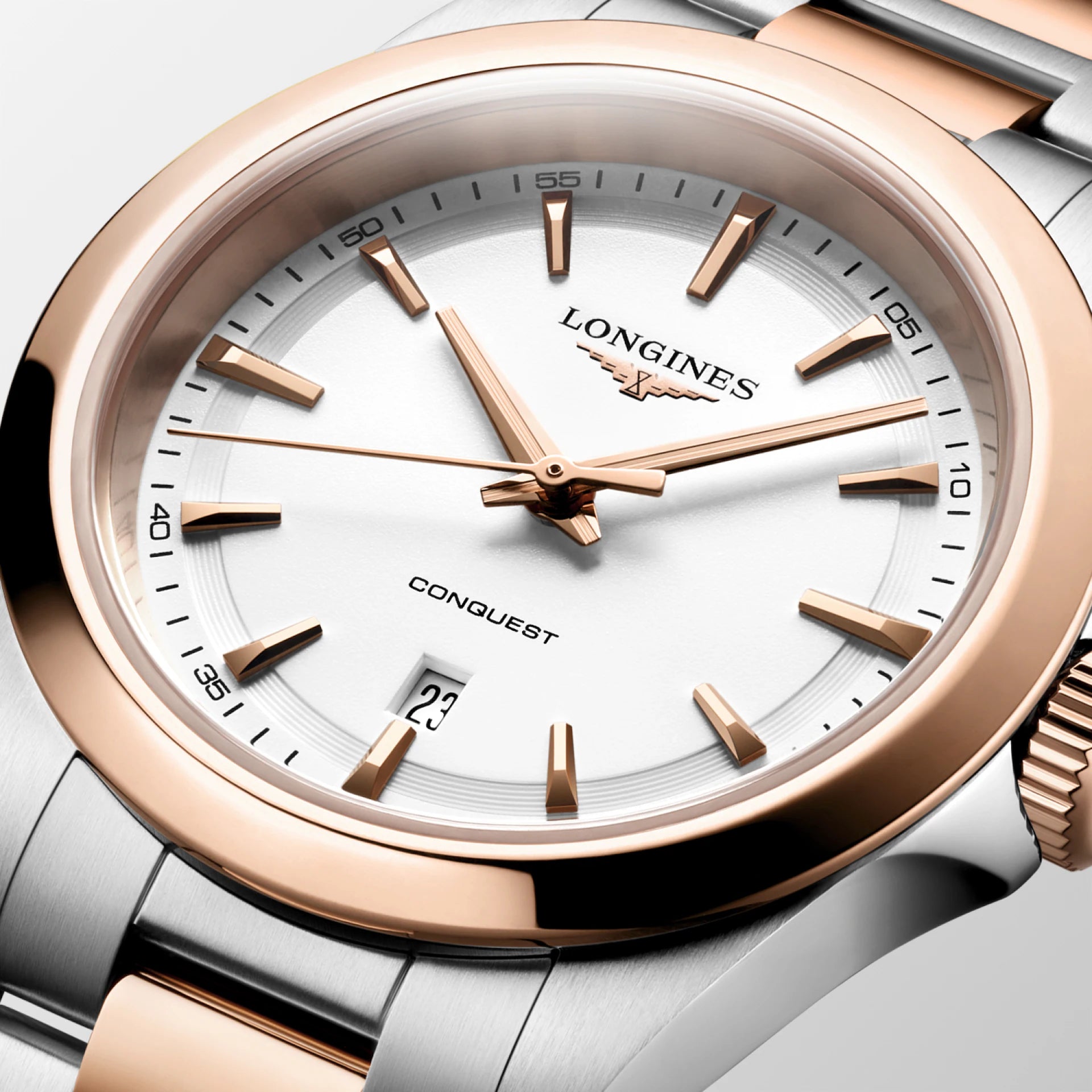 OROLOGIO LONGINES CONQUEST, quarzo bicolore e quadrante bianco, 30mm - L33503187