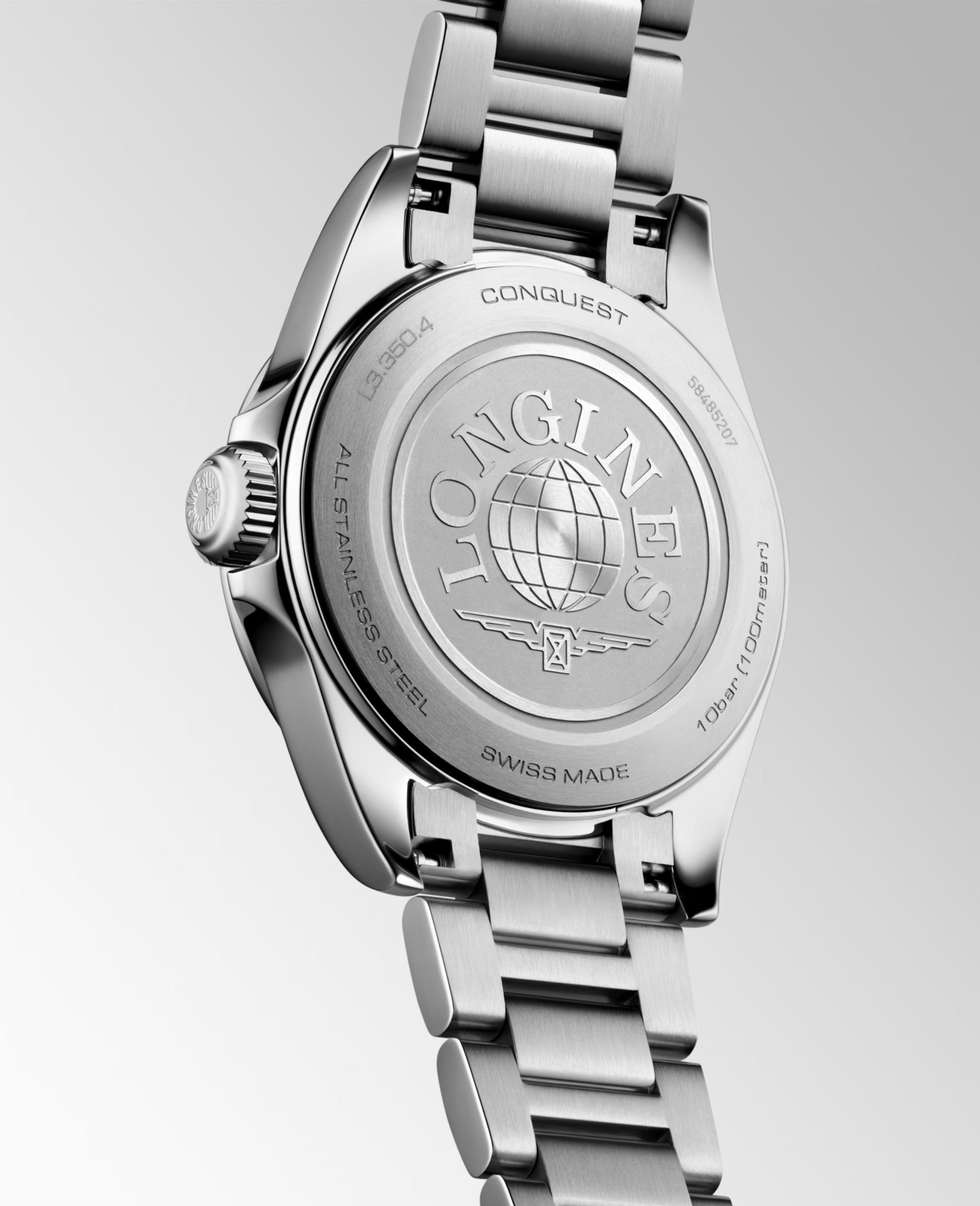 OROLOGIO LONGINES CONQUEST, quarzo quadrante bianco e lancette dorate, 30mm - L33504126