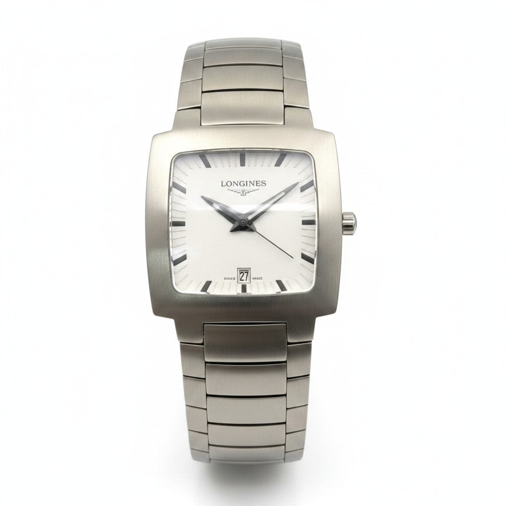 Orologio Longines Oposition, Quarzo quadrante bianco, cassa quadrata 27x27mm - L35074726
