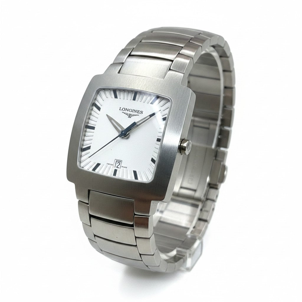 Orologio Longines Oposition, Quarzo quadrante bianco, cassa quadrata 27x27mm - L35074726