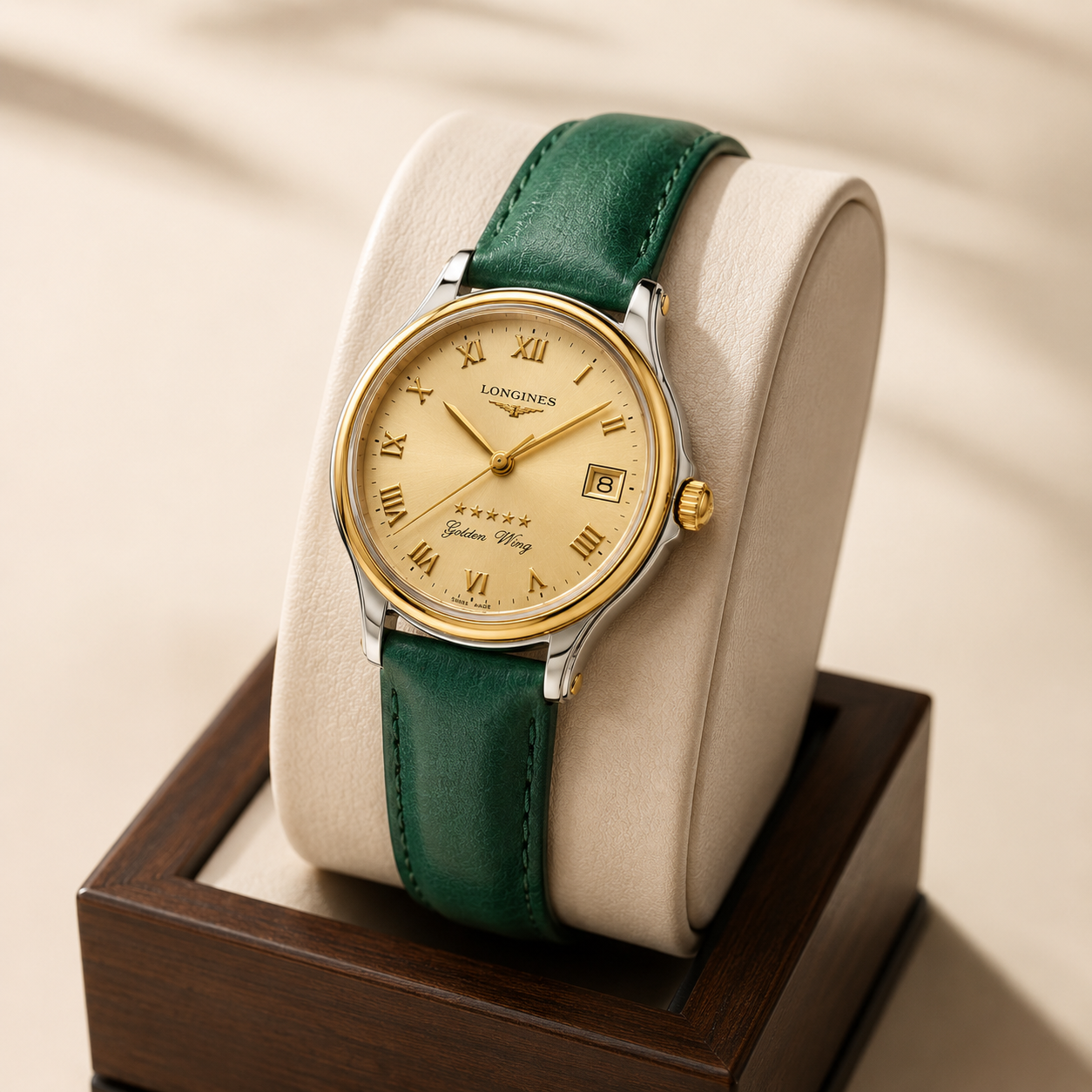 Orologio Longines Golden Wing, quadrante Champagne e movimento quarzo — NOS, 38mm - L36065312