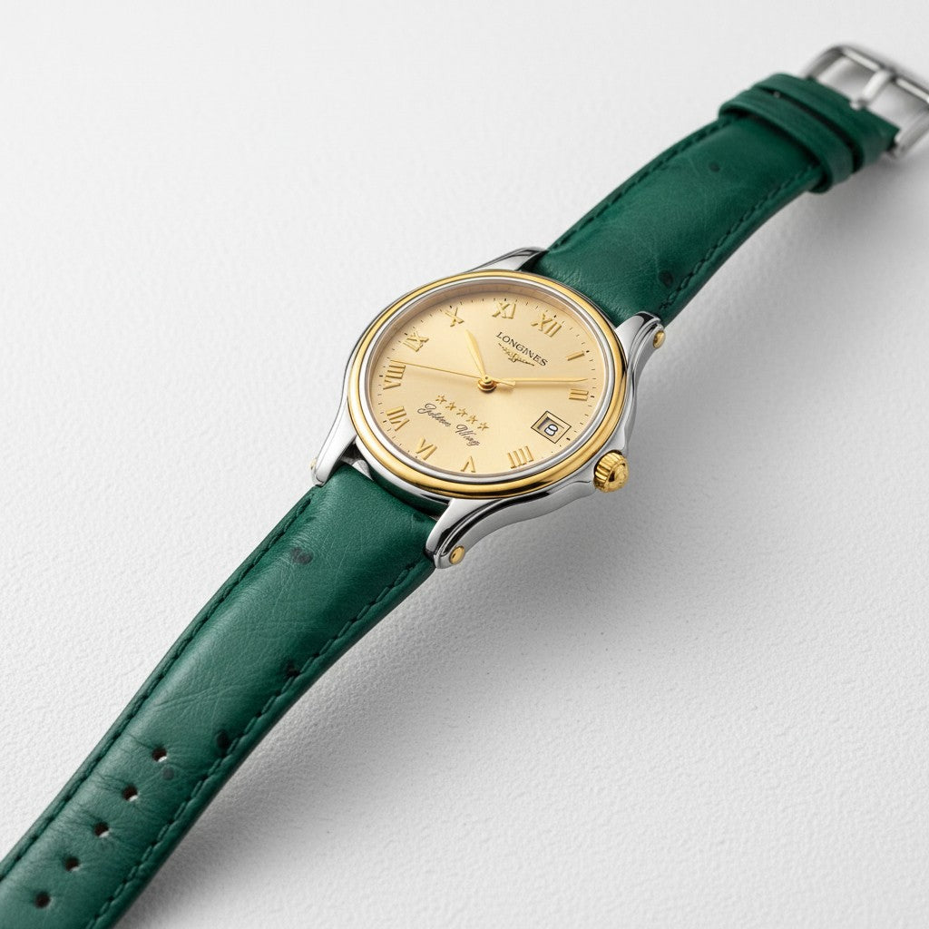 Orologio Longines Golden Wing, quadrante Champagne e movimento quarzo — NOS, 38mm - L36065312