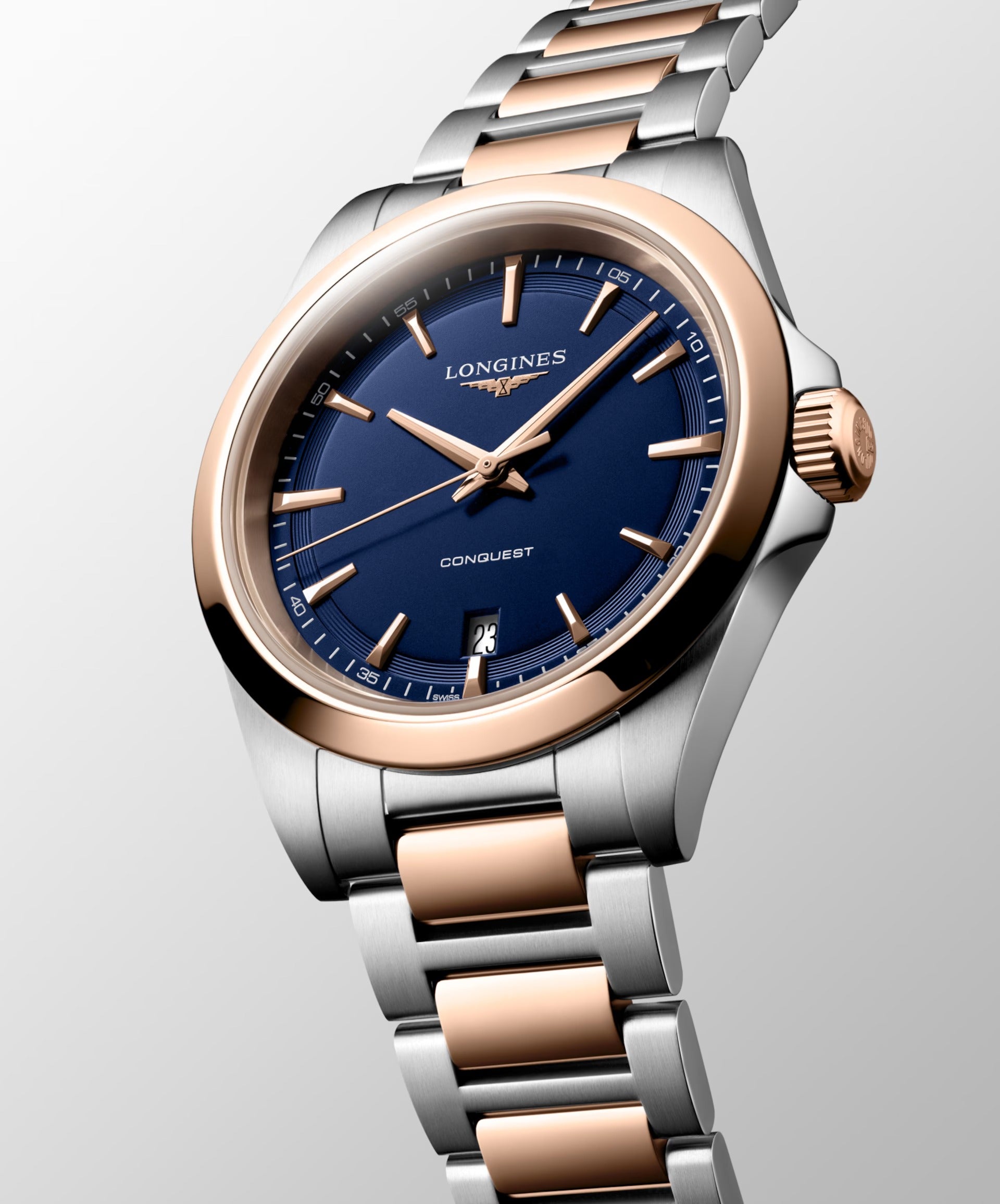 OROLOGIO LONGINES CONQUEST, al quarzo bicolore quadrante blu, 38mm - L37503987