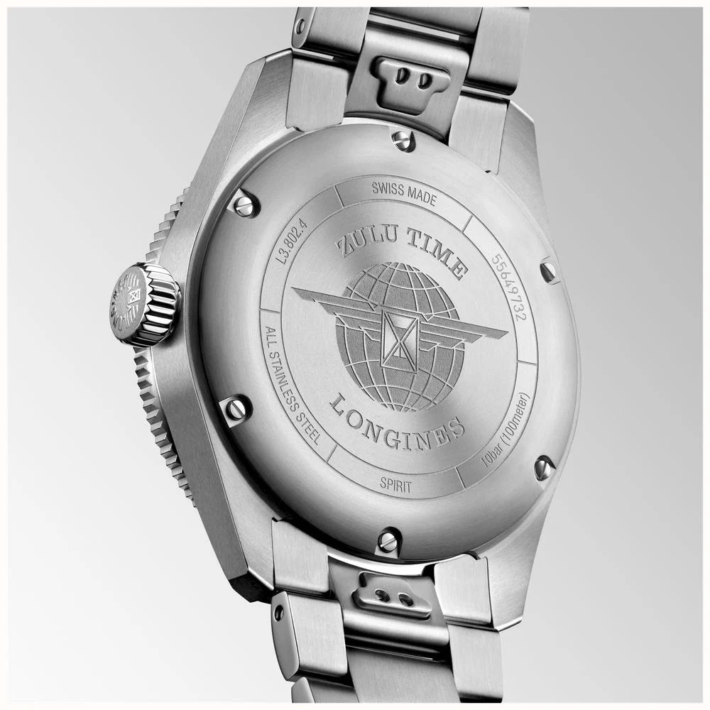 LONGINES SPIRIT ZULU TIME, quadrante nero, 39mm - L38024506