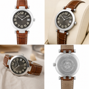 Orologio Longines Evidenza, Unisex quarzo, cinturino in pelle marrone e quadrante grigio, 35mm - L55054732