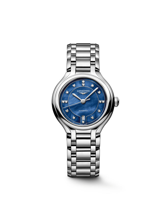 Orologio Longines PRIMALUNA, automatico quadrante Madreperla blu luminoso e indici diamnatati, 30mm - L81234976