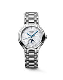 OROLOGIO LONGINES PRIMALUNA MOONPHASE, quadrante madreperla e indici di diamanti, 34mm - L81264876