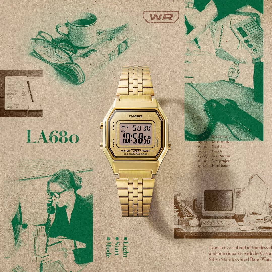 Casio Vintage Iconic Collection Uhr, ganz aus Gold, 28,6 mm – LA680WEGA-9ER