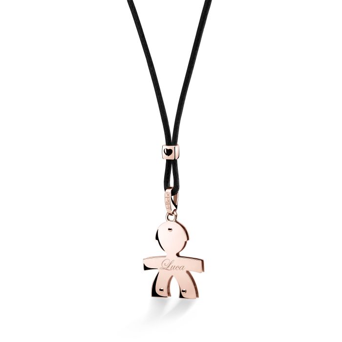 Ciondolo le bebè, I Classici. con sagoma bimbo in oro rosa 9kt - LBB040-N