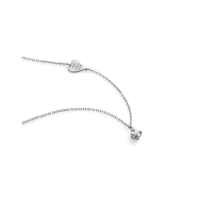 Collana Per Sempre in oro bianco e diamante da 0,07 ct con sagoma bimba incisa - LBB261