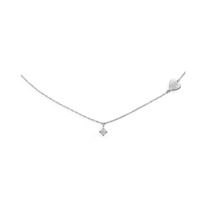 Collana Per Sempre in oro bianco e diamante da 0,07 ct con sagoma bimba incisa - LBB261